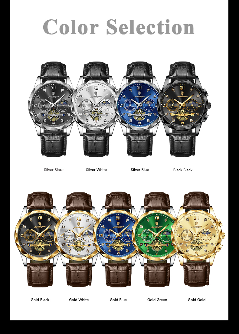 Poedagar 996 Leather Analog Watch for Men